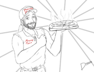 1boy artist:diskette fast_food final_fight job lineart pizza terry_bogard thumbs_up // 1500x1137 // 497KB