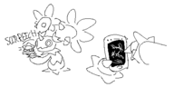 2koma artist:unknown comic holding holding_object maractus monochrome phone pokemon scratch sketch // 480x240 // 3.4KB