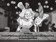 1girl artist:unknown knife pizza queen_of_v_2025 slay_the_princess the_princess // 1080x808 // 796KB