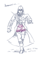 arno_dorian assassin's_creed assassin's_creed_unity bloomers dialogue monochrome // 620x859 // 182KB