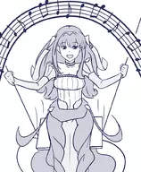 1girl artist:lisden fire_emblem lineart music_note ninian singing swing // 821x1000 // 569KB