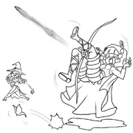 banana banana_peel dragon's_crown elf_(dc) monochrome parody slipping sorceress // 800x800 // 191KB