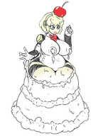 aigis android artist:sealguy cake cake_girl colored fat food_girl huge_breasts lactation persona persona_(series) persona_3 shin_megami_tensei thick transformation // 1332x1768 // 636KB