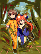 1boy 1girl artist:desgardes caster colored fate_(series) fate_extra hakuno_kishinami protagonist tamamo tamamo-no-mae // 766x1024 // 743KB