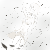 1girl choker dress earrings lineart persona persona_(series) persona_3 pussy shin_megami_tensei shiromisow short_hair sundress upskirt yukari_takeba // 4000x4000 // 3.1MB