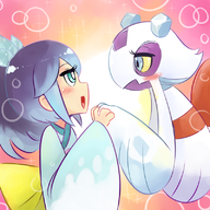 blizzaria blush froslass fubukihime holding_hands level-5 nintendo pokemon yo-kai_watch youkai_watch // 800x800 // 505KB