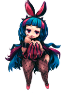 1girl beauty_mark blue_hair bunny_ears colored fishnet headband leotard lipstick makeup maplestory_2 mint pink_hair thick_thighs // 1140x1507 // 921KB