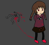 1boy 1girl blood colored dead madotsuki pose text yume_nikki // 450x409 // 63KB