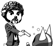 afro animal_crossing gun k.k._slider kid_cat monochrome parody pulp_fiction // 462x383 // 9.5KB
