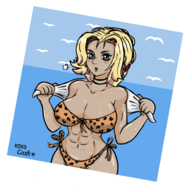 1girl animal_print artist:skiffle_bop beach bikini catherine fire_emblem fire_emblem_three_houses huge_breasts // 1400x1400 // 848KB
