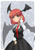 1girl alternate_hairstyle artist:triggerdex colored koakuma short_hair touhou // 620x890 // 388KB