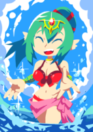 1girl artist:setz bikini colored eyes_closed fire_emblem fire_emblem_awakening green_hair pointy_ears ponytail tiki // 724x1023 // 244KB