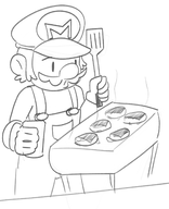 1boy artist:unknown barbecue burger food grill hat mario monochrome mustache parody solo spatula super_mario utensil // 1325x1628 // 872KB