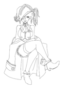 1girl artist:unknown cosplay eye_patch hat hololive houshou_marine monochrome pirate princess_ruto sitting solo the_legend_of_zelda thigh_highs tongue_out // 900x1271 // 248KB