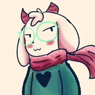 1boy artist:unknown deltarune glasses goat horns ralsei scarf smug // 1500x1500 // 753KB