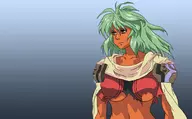 1girl colored emeralda_kasim green_hair underboob xenogears yellow_eyes // 810x503 // 207KB