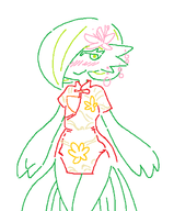 1girl artist:2x blush earrings flower gardevoir hair_ornament mspaint pokemon qipao smile // 509x614 // 21KB