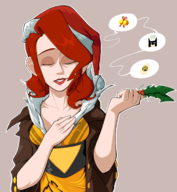 1girl artist:coolstylefag christmas colored mistletoe red_(transistor) transistor // 1552x1684 // 1.2MB