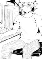 1boy artist:dweller1215 monochrome protagonist shin_megami_tensei // 1020x1445 // 816KB