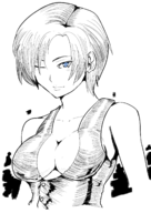1girl artist:unknown blue_eyes cleavage joanna_dark perfect_dark wink // 1191x1684 // 920KB