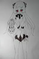 abyssal airfield_hime crossover devil_breaker devil_may_cry gauntlet kantai_collection leotard red_eyes weapon white_hair // 2637x3966 // 2.8MB