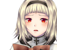 1girl blush book colored drakengard drakengard_3 grey_hair headband one red_eyes short_hair // 900x790 // 709KB