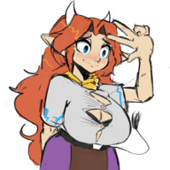 1girl artist:justdavefnd horns huge_breasts malon ocarina_of_time the_legend_of_zelda // 1000x1000 // 607KB