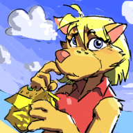 1girl artist:akunim burger eating furry shazza_the_dingo ty_the_tasmanian_tiger_(series) // 794x792 // 52KB