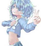 1girl :D arona artist:unknown colored looking_at_viewer no_background peace_sign school_uniform schoolgirl smile smiling // 2386x2700 // 3.7MB