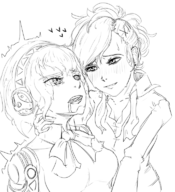 aigis android artist:misterskits drool female_protagonist lewd persona persona_(series) persona_3 protagonist shin_megami_tensei yuri // 700x768 // 242KB