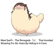 1girl alpaca animal artist:harrace brown_hair colored happy idolm@ster long_hair meme parody smile text uzuki_shimamura uzupaka // 455x370 // 64KB