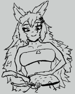 1girl animal_ears arknights artist:unknown beetle bug hercules_beetle lappland monochrome scar smile solo tube_top // 264x332 // 42KB