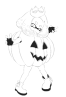 1girl artist:zeniselv costume halloween jack-o'-lantern pearl splatoon // 1494x2180 // 467KB