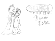 1boy 1girl artist:bad-draw crown dr._mario glasses luigi monochrome rosalina star super_mario text // 1600x1200 // 494KB