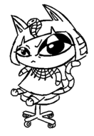 1girl animal_crossing ankha anthro artist:bonitanon cat chair chibi cute eye looking_at_viewer meme monochrome parody sitting sketch // 290x421 // 16KB