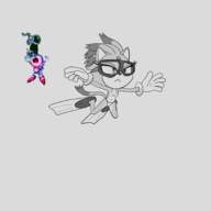 1girl artist:B333SSS bikini blaze_the_cat breasts glasses greyscale lineart monochrome scuba_diving sketch small_breasts sonic_(series) sonic_the_hedgehog swimming // 1800x1800 // 374KB