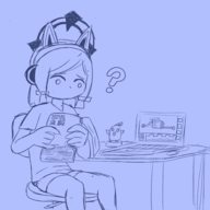 1girl artist:unknown blue_archive chicken computer laptop momoi sitting // 1900x1897 // 777KB