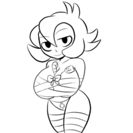 1girl artist:iggy_bomb bow candy candy_cane christmas_tree huge_breasts looking_at_viewer mighty_switch_force naked_ribbon panties patricia_wagon ribbon short_hair sketch smile star text thigh_highs tied wayforward // 1600x1600 // 316KB