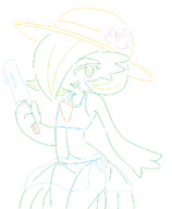 artist:2x gardevoir pokemon popsicle sketch swimsuit // 578x701 // 18KB
