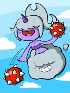 1girl artist:unknown dazzi grey_hair horn lakitu palworld super_mario // 1620x2160 // 283KB