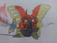 1boy artist:boneyt colored dialogue kirby_(series) kirby_star_allies mask morpho_knight sword text traditional_medium weapon wings // 2592x1944 // 1.8MB