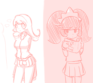 2girls artist:evilvileveil ashley mona warioware // 704x627 // 136KB