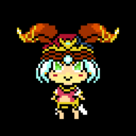 1girl artist:rider blue_hair chibi colored ever_oasis green_eyes pixel_art short_hair smile tethi // 640x640 // 4.7KB
