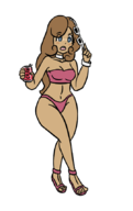 1girl artist:goseb90 bikini colored dark_skin drink female katrielle_layton professor_layton soda // 540x858 // 108KB