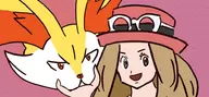 1girl blonde_hair blue_eyes braixen colored glasses hat pokemon pokemon_xy serena // 938x437 // 158KB