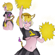 1girl animal_ears armpit artist:i.n. ass blush catleen cheerleader colored from_behind lineart looking_back midriff multiple_poses pom_poms purple_eyes short_hair tail underboob yo-kai_watch yo-kai_watch_busters_2 // 1160x1175 // 832KB