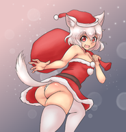 ass colored momiji momiji_inubashiri santa_hat santa_outfit touhou // 1300x1357 // 871KB