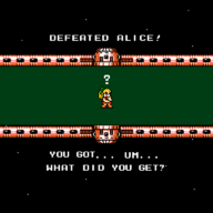 1girl artist:unknown mega_man_(series) pixel_art queen_of_v_2025 roll_caskett text // 1024x1024 // 3.6KB