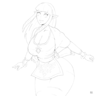 1girl artist:hsk huge_breasts princess_zelda skyward_sword the_legend_of_zelda // 1000x1000 // 161KB