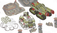 artillery artist:runebrave building buildings command_and_conquer command_and_conquer_generals constructor fortress mod reference tank vehicle wip // 2520x1440 // 2.1MB